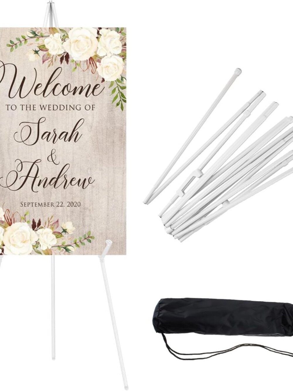 1 Pcs Lightweight Easel Stand, 66 Inch, White, with Carry Bags